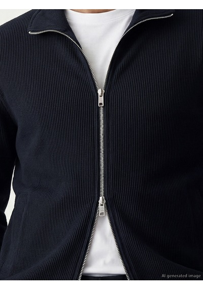 Lcw Vision Lacivert Dik Yaka Erkek Fermuarlı Sweatshirt