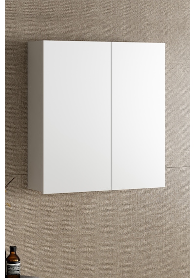 Çiğdem 65 Cm Beyaz Mdf Aynalı Asma Banyo Üst Dolabı Beyaz