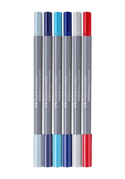 Goldfaber Aqua Çift Uç Markör Kaligrafi 6'li Seaside, Fırça Ve Fineliner, Solmaya Dayanıklı Mürekkep, Çevre Dos