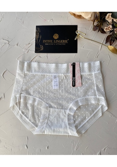 Lily Baby Puantiyeli Pamuk Ağlı Transparan Esnek Normal Bel İthal Ekru