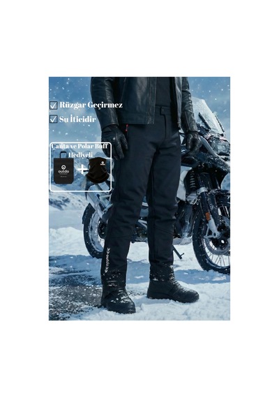 Outdo Premium Softshell Motorsiklet Pantolonu Siyah Polar Buff Hediyeli Diğer