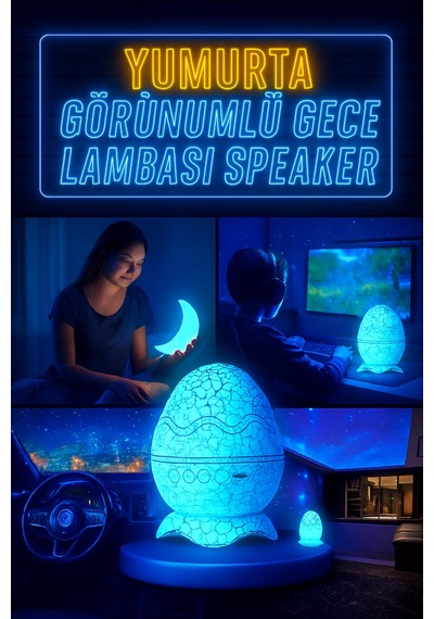 Dinozor Yumurtası Şeklinde Bluetooth Hoparlör & Gece Lambası Müzik, Işık Ve Sihir Bir Arada Beyaz - 737473333