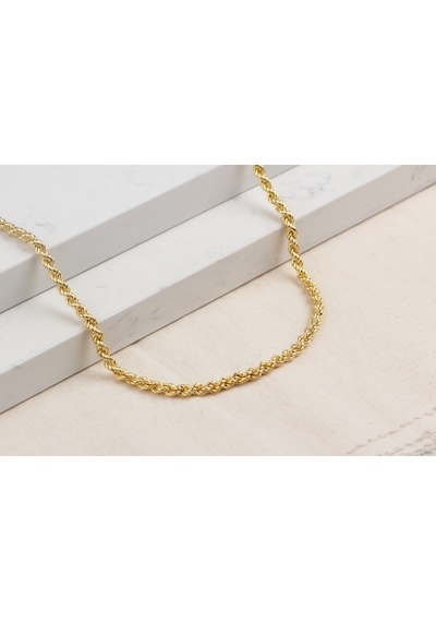 Glorria Gümüş 4 Mm Halat Burgu Zincir Kolye Sarı