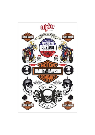 Chopper Harley Davison Motosiklet Çıkartma Seti