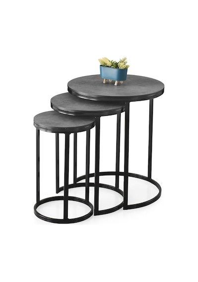 Sedef Modern Tarz Zigon Sehpa 3'lü Yuvarlak 001