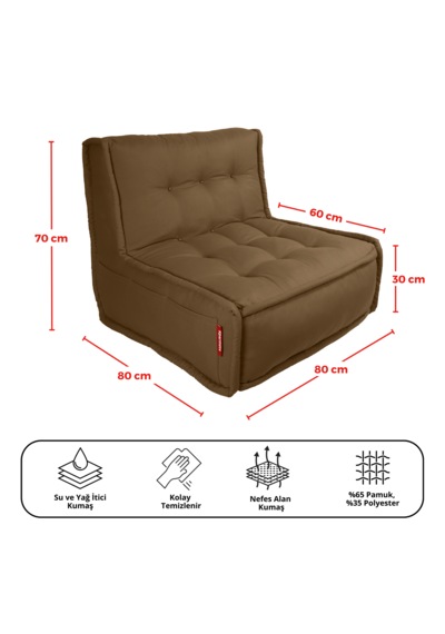 Xpermate Zen Sırtlı Minder İskandinav Tarzı Minder 80x60 Kahveren