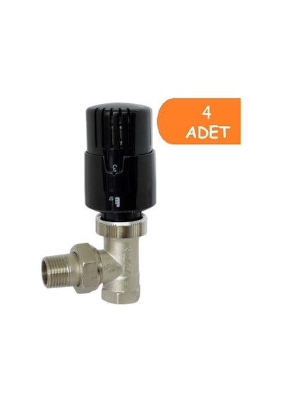 4 Adet Eca Trv4 Termostatik Köşe Radyatör Valfi Petek Vanası Siyah 802120116