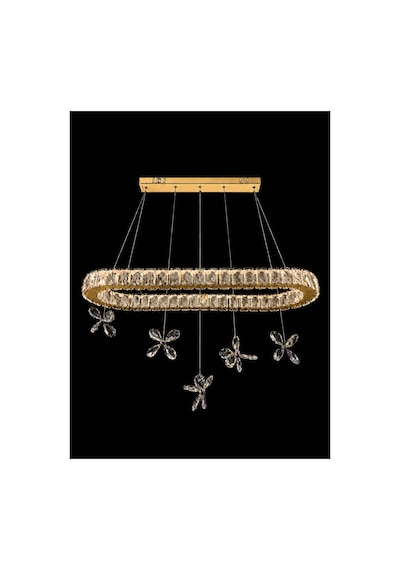 Florenza Yemek Masası , Mutfak , Salon Oval Taşlı Led Avize Gold 3 Renk