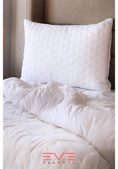 Eve Tekstil  8 Adet Diamon Kapitone Antibakteriyel Fermuarlı Yıkanabilir Otel Lüks Yastık Kılıfı 50x70cm Beyaz