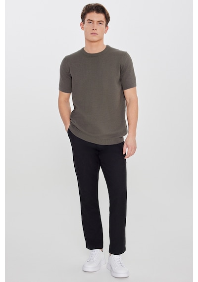 Erkek Sıyah Slim Fit Dar Kesim Beli Bağlamalı Yan Cepli Pantolon Siyah