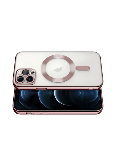Newface Apple iPhone Uyumlu 13 Pro Kılıf Kross Magneticsafe Kapak - Rose Pembe