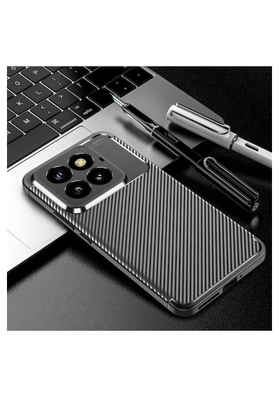 Xiaomi 14t Pro Kılıf Lens Karbon Tasarım Korumalı Silikon Kapak