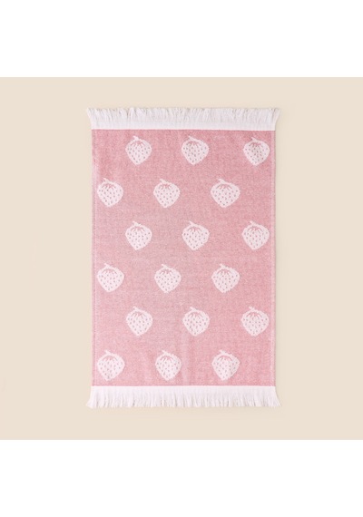 Soft Çilek Desenli El Havlusu - Kırmızı - 30x50 Cm Çok Renkli