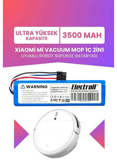 Xiaomi Mi Vacuum Mop 1c 2in1 Uyumlu Batarya Ultra Yüksek Kapasite 3500mah Robot Süpürge Pil Stytj01zhm