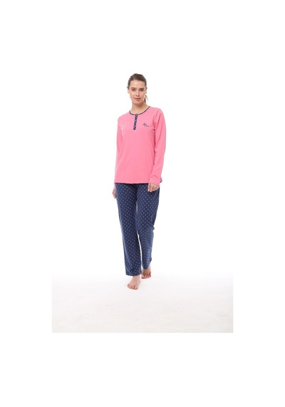 Pijadore 1538 Kadın Yaka Düğmeli Uzun Kollu Pijama Takım 001