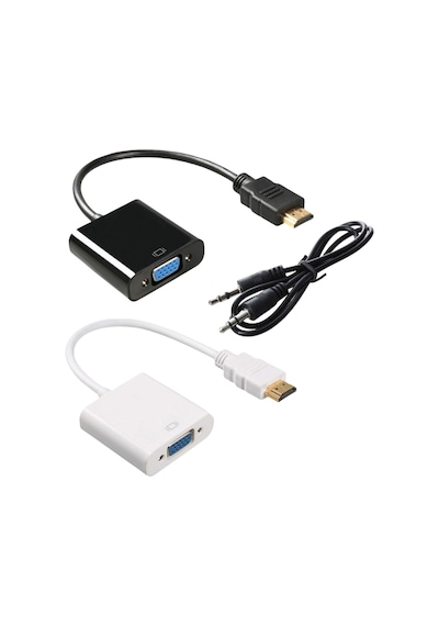 Gabble Hdmı To Vga Çevirici 1080p 3.5mm Ses Çıkışlı Hdmı Erkek Vga Dişi Beyaz