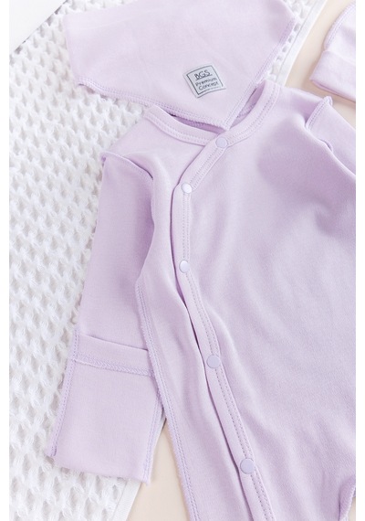 Babymod Kendinden Eldivenli Naturel Bebek Tulum Takım LİLA