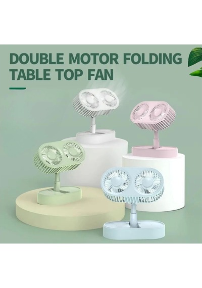 Fan Masaüstü 3 Kademeli Şarjlı Çift Fanlı Qtop F6