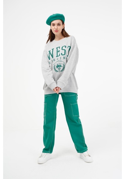Brz Collection Unisex Oversize West Virginia Sweatshirt Gri