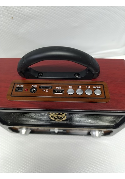 Kopya - M-111bt Şarjlı Nostaljik Radyo Bluetooth-kumanda Usb/sd/mp3 - Kahverengi- Tek Ebat