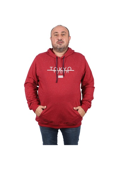Moc Grande Mocgrande Büyük Beden Erkek Sweat Kapüsonlu Tokyo 22702 Bordo