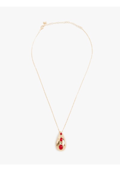 Koton Damla Charm Detaylı Kolye Bordo 5wak70445aa Bordo