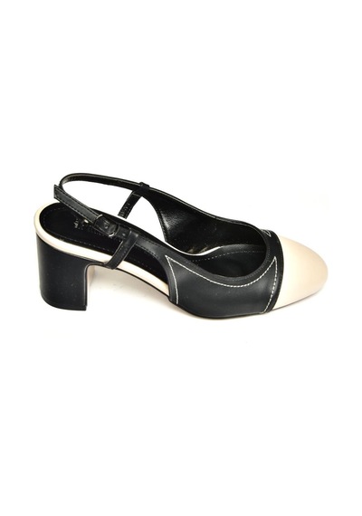 Fox Shoes U820025309 Siyah/ten Kalın Topuklu Kadın Ayakkabı Siyah - Krem