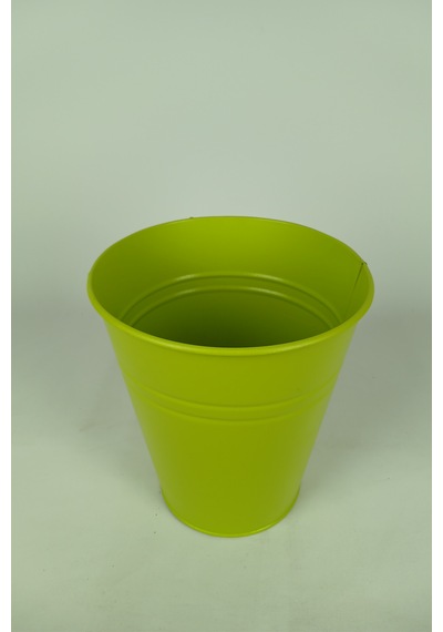Konik Metal Saksı & Vazo - 25 Cm Dekoratif Çok Amaçlı Renkli Çiçeklik 25x23/15 Cm Yeşil