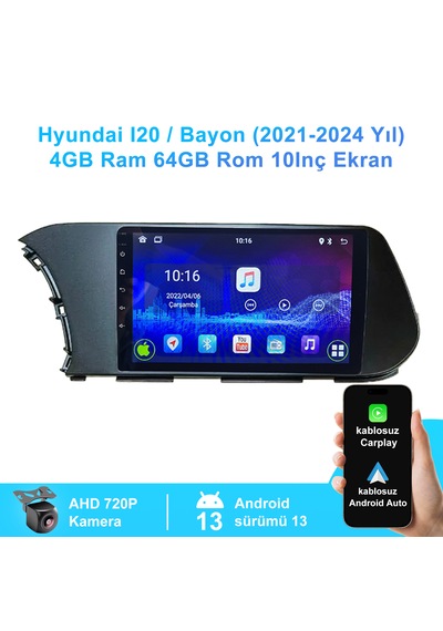 Hyundai I20/bayon 2021-2024 Yıl 4gb Ram 64gb Rom Carplay Multime