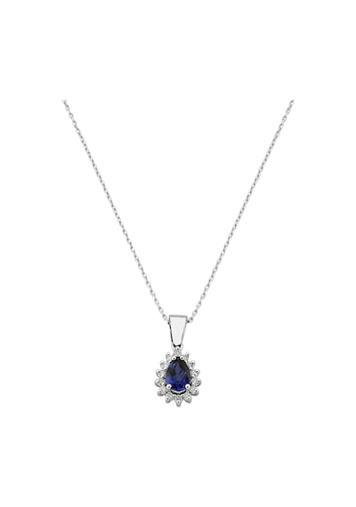 0,58 Karat Pırlanta Safir Damla Kolye - 216000003732 Altın - Beyaz Altın