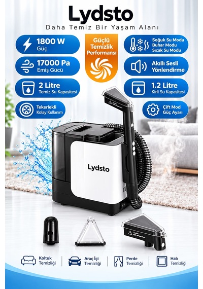 C990 Akıllı Ses Modlu 1800w 17000 Pa Sıcak Su Ve Buharlı Halı Koltuk Yıkama Leke Çıkarma Makinesi