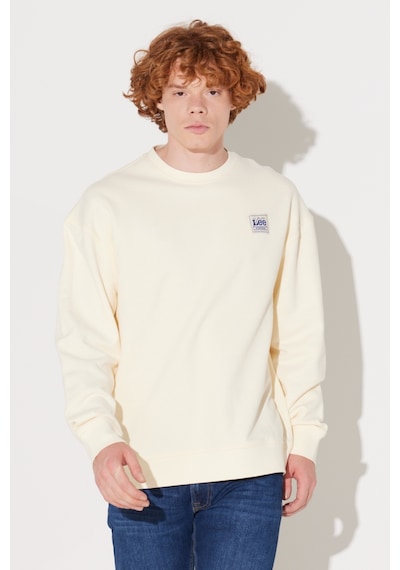 Lee Relaxed Fit Geniş Kesim Bisiklet Yaka Pamuk Ekru Erkek Içi Polarlı Sweatshirt LM01RJNQ Ekru Lee Relaxed Fit Geniş Kesim Bisiklet Yaka Pamuk Ekru Erkek Içi Polarlı Sweatshirt LM01RJNQ Ekru