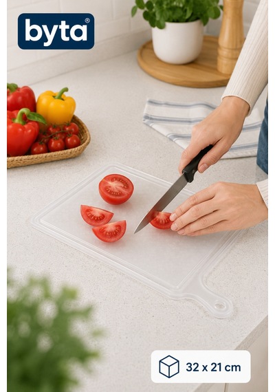 Saplı Plastik Kesim Panosu Kaymaz Doğrama Tahtası Mutfak Kesme Panosu Sebze Meyve Et Doğrama Tahtası Bpa İçermez Şeffaf