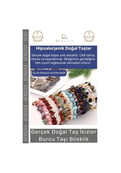 Bileklik Doğal Taş Ayarlanabilir Esnek Su Geçirmez Hediye İkizler Burçları Burç Unisex Bileklik Çok Renkli