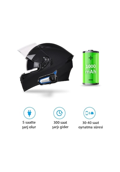 Bt31 İntercom Su Geçirmez Fenerli Bluetooth Motorsiklet Kulaklığı Motosiklet İnterkom Kask Kulaklık