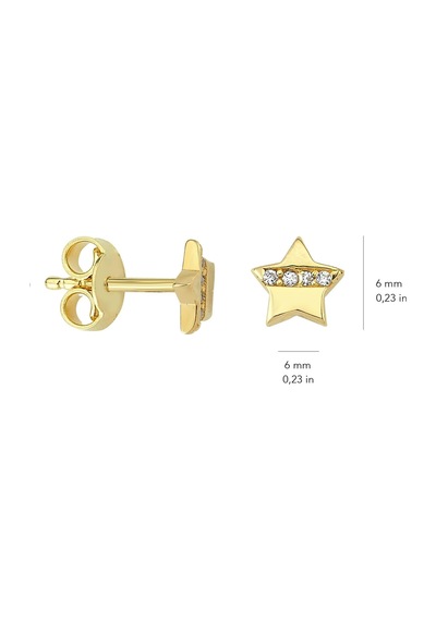 14 Ayar Altın Taşlı Yıldız Küpe 0,98 Gr-5399