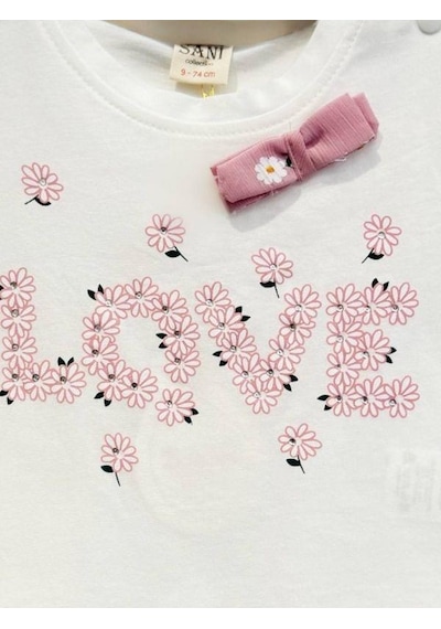 Zekids Kız Bebek Papatya Desenli Pantolonlu Takım-14532 Pembe