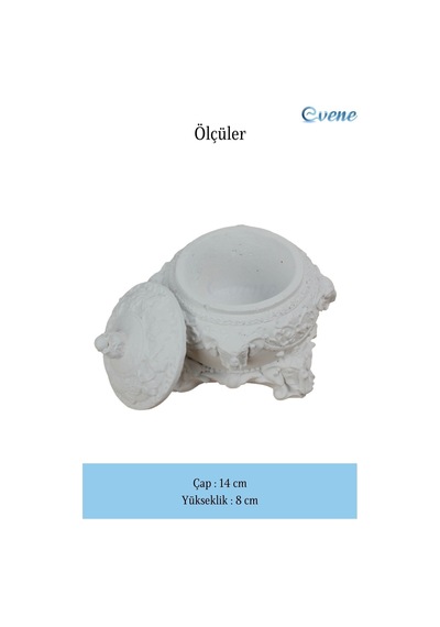 Dekoratif Kase Takı Kutusu Yüzük Kolye Kutusu Mum Tabağı Takı Organizer Kapaklı Model - Beyaz