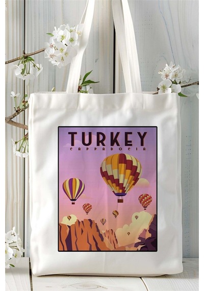 Art Hediye Turkey Baskılı Bez Çanta Omuz Çantası Kişiye Özel Desen Çok Renkli