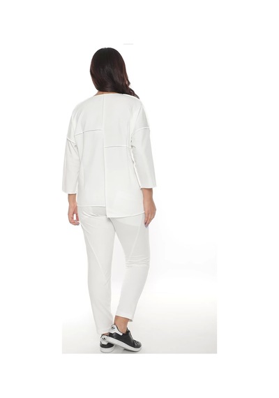 Lady Majestic Cotton 1. Kalite Büyük Beden Özel Tasarım Eşofman Takımı Vizon