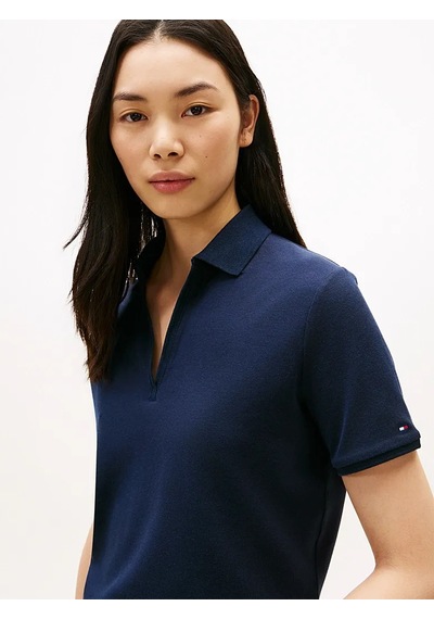 Tommy Hilfiger Lyocell Pıque Open-nk Ss Polo Kadın Mavi Polo - Ww0ww48720