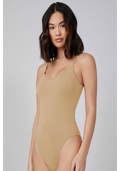 Kadın Modal Spagetti Askılı Kancalı Bodysuit Tops Atlet Belinay0860 001