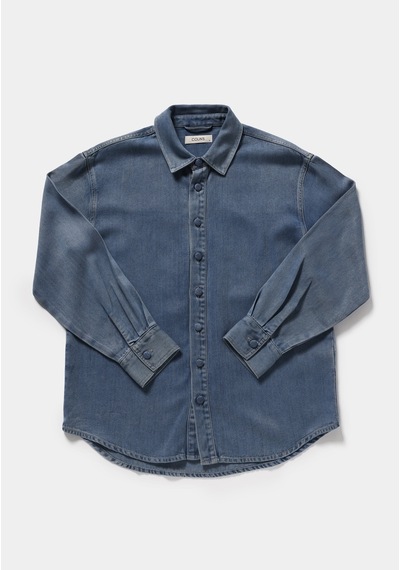 Colin's Colins Oversize Fit Klasik Yaka Düz Kadın Light İndigo Denim Uzun Kol Gömlek Cl1082783 Q1.v1 Dn45184