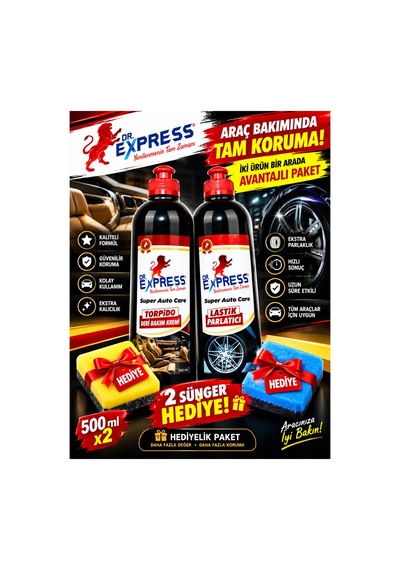 Oto Lastik Parlatıcı Jel Oto Torpido Döşeme Temizleyici Premium Bakım Seti Süngerli 500 Ml - 656662923