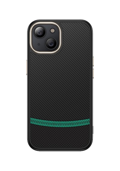 Apple Uyumlu iPhone 15 Kılıf M-safe Şarj Özellikli Karbon Fiber Görünümlü Tchs Antina Kapak - Siyah Siyah