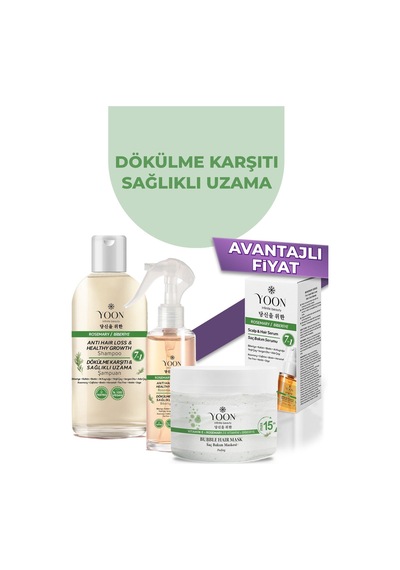 4 Lü Saç Dökülme Karşıtı & Hızlı Saç Uzatma - Biberiye Şampuan, Saç Maskesi, Bakım Suyu, Saç Serumu
