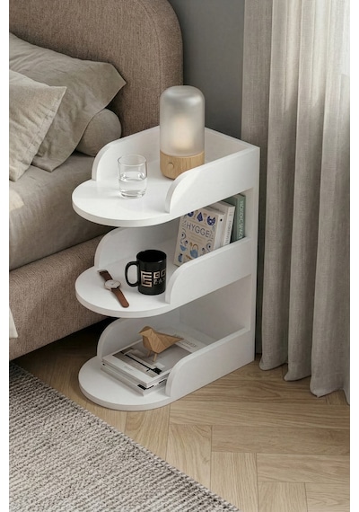 Reyo Falez Komodin Modern Ahşap 3 Katlı Raflı Yan Sehpa Çok Amaçlı Organizer Kitaplık Beyaz Reyo Falez Komodin Modern Ahşap 3 Katlı Raflı Yan Sehpa Çok Amaçlı Organizer Kitaplık Beyaz