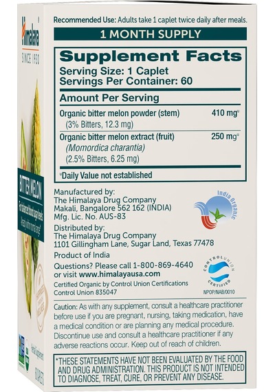 Himalaya Organic Bitter Melon 60 Kapsül Usa Menşeii Orijinal Dmmedicineden
