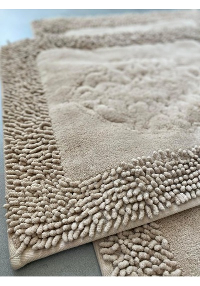 Pamukkent Süper Emici 2'li%100 Pamuk Ultra Lüks Banyo Paspası Seti 60x100 Cm Ve 50x60 Cm Kahverengi Diğer