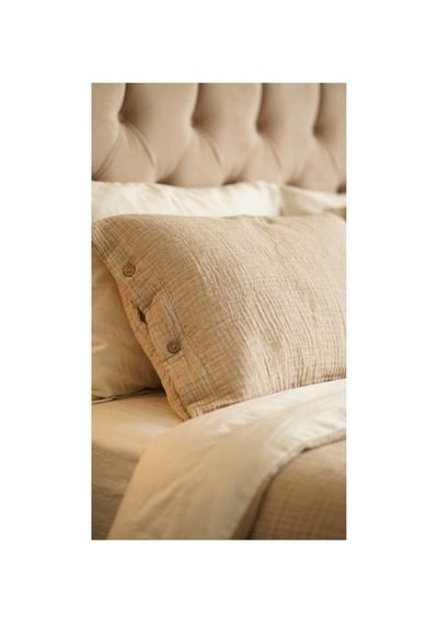 4 Katlı Müslin Naturel %100 Pamuklu 2 Adet Yastık Kılıfı 50x70cm Bej - 870006769 Bej